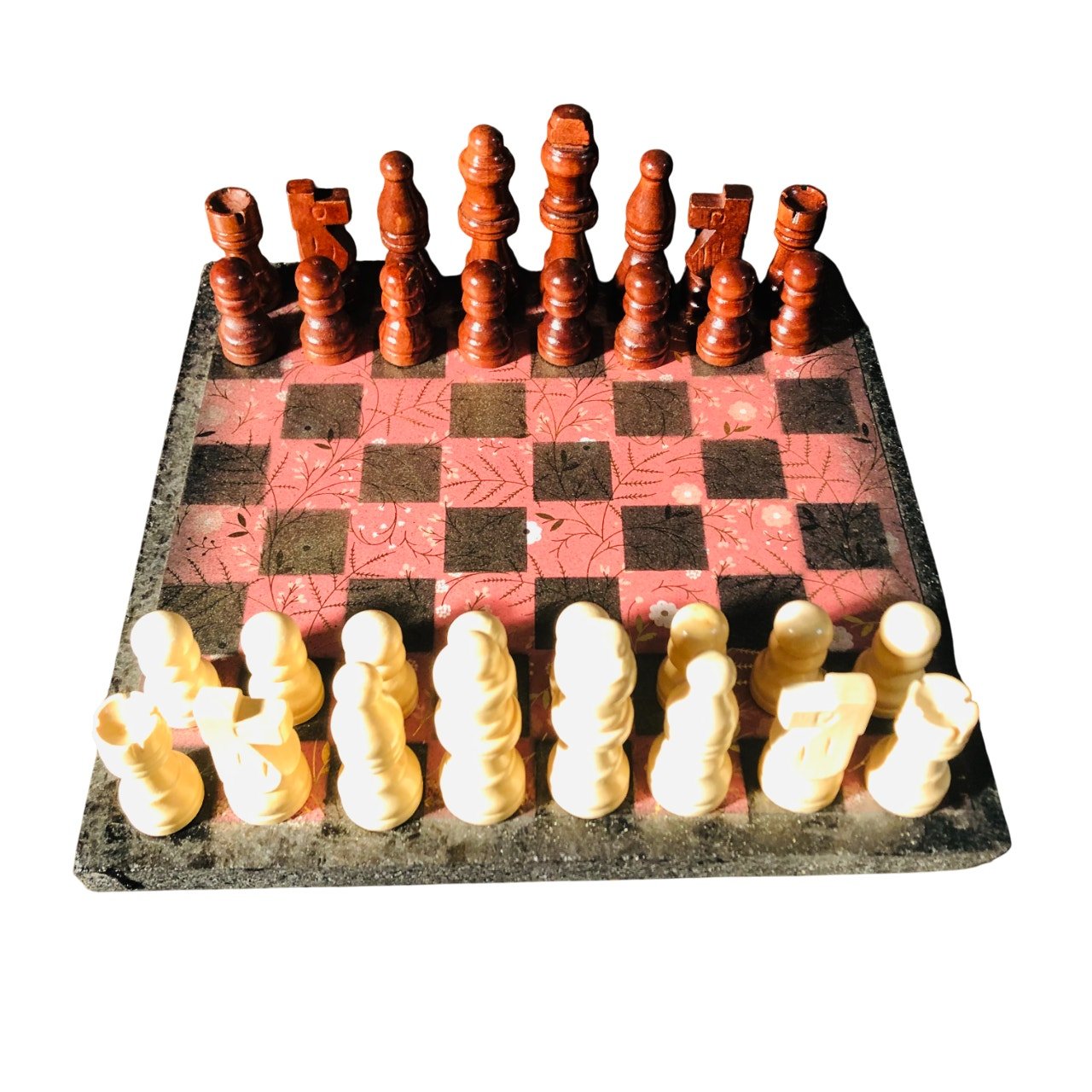 Scrapbook Chess Set - Red Gold Foil Flower