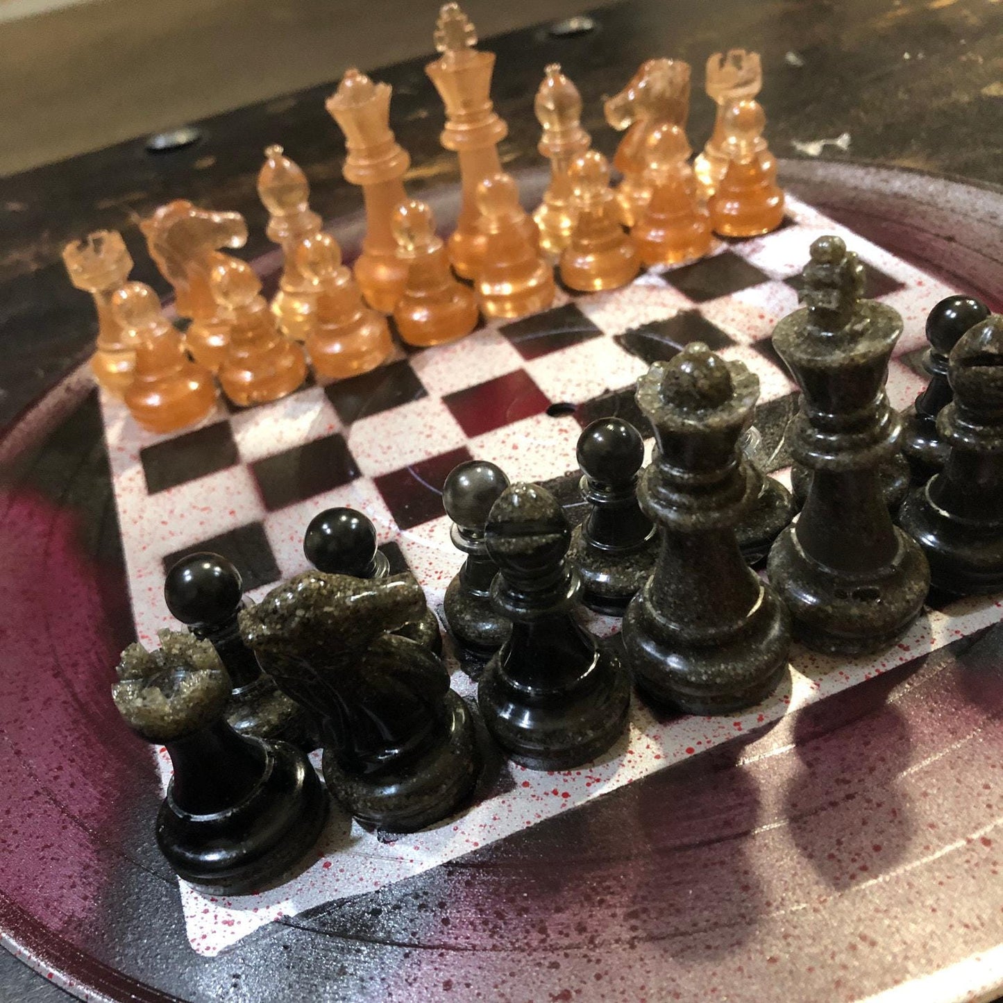 Vinyl Chess Set - Violet Rain (Resin Pieces)