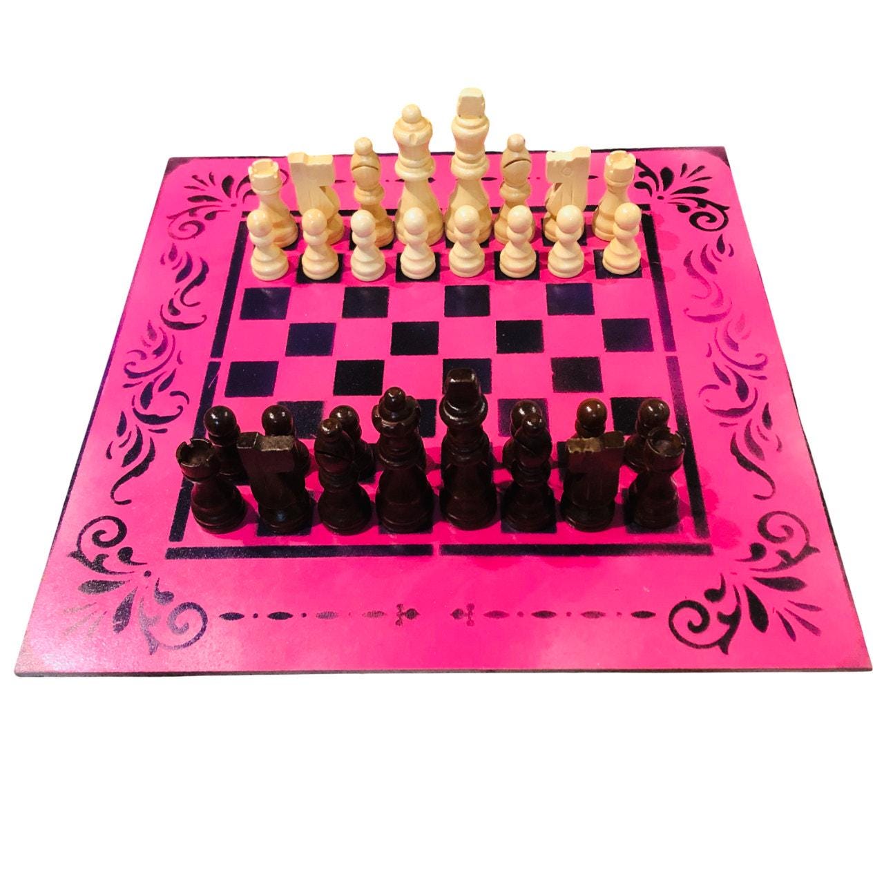 Chess Set - Hot Pink & Black