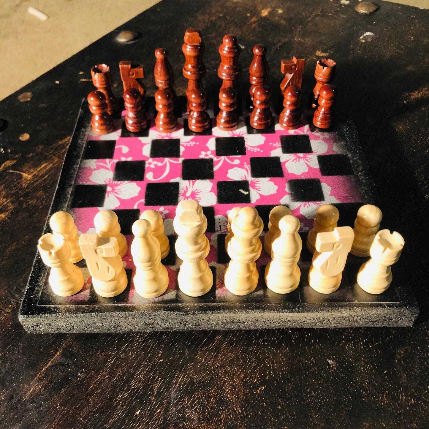 Scrapbook Chess Set - Pink Flower