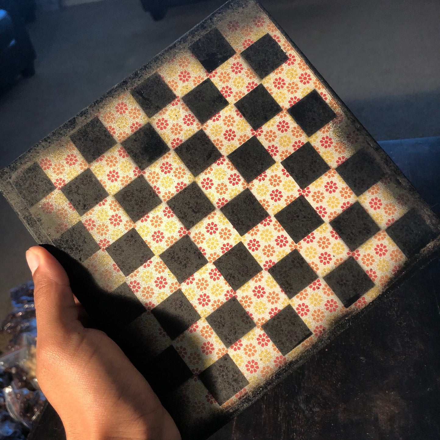 Scrapbook Chess Set - Sunset Flower