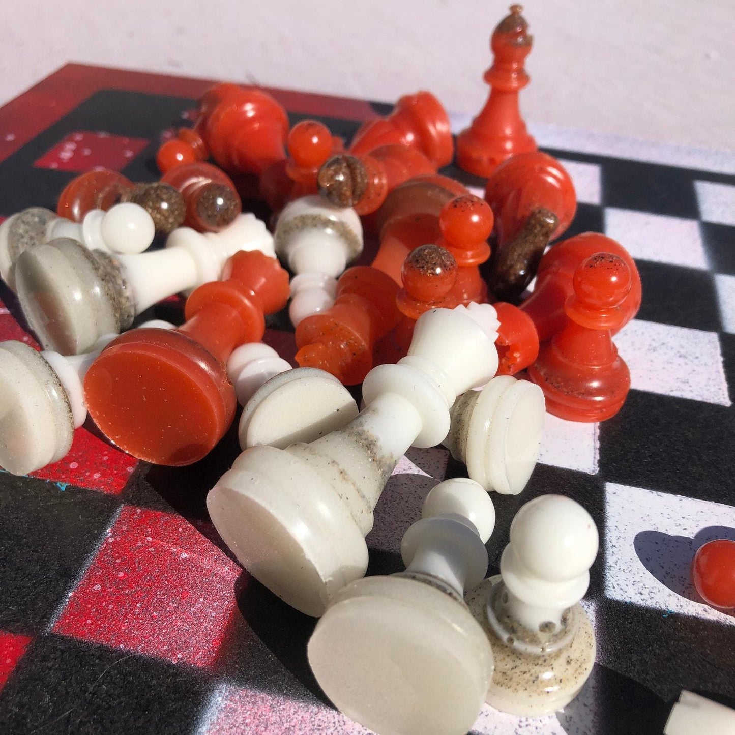 Chess Set - Fire Snow Opal Red