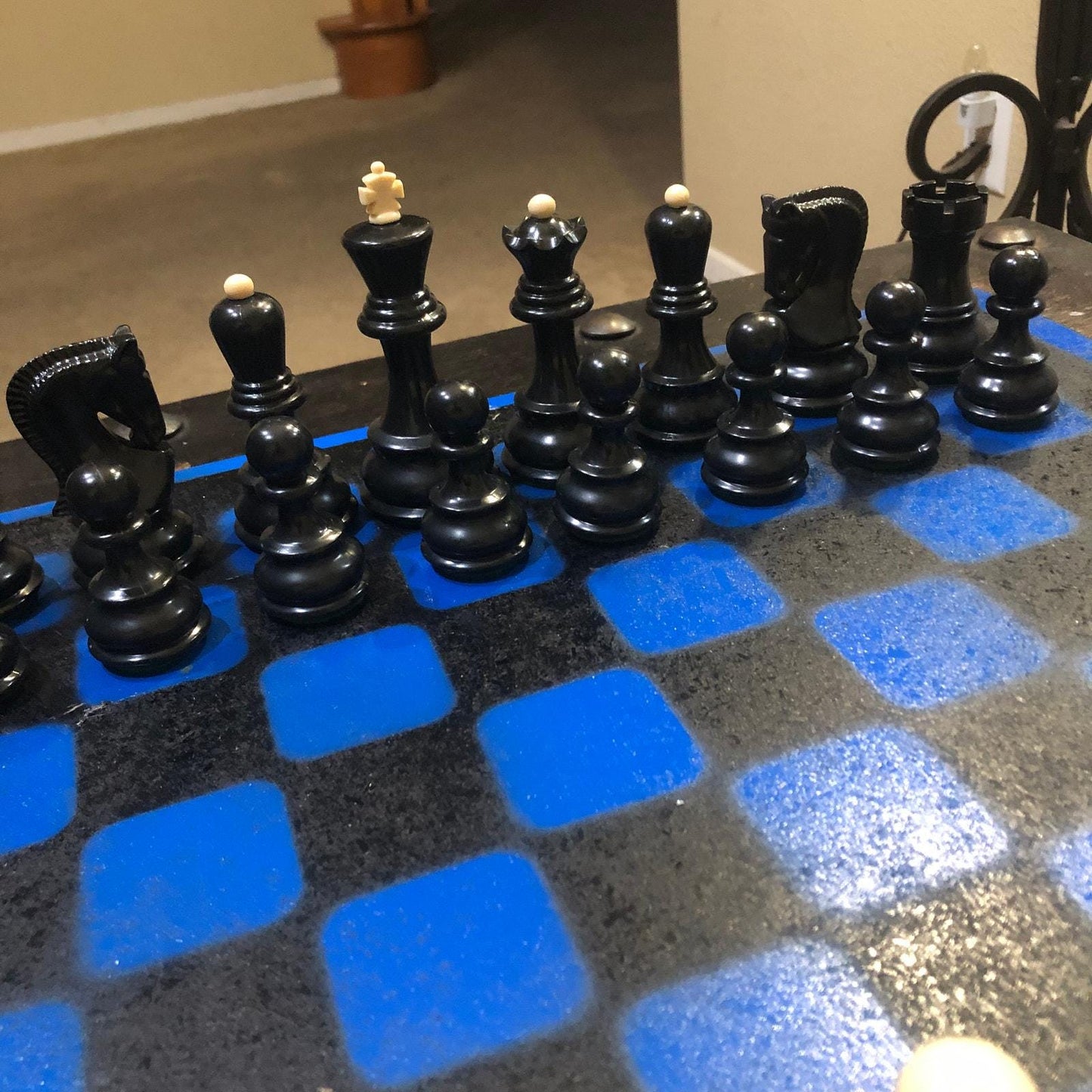 Large Chess Set - Blue & Black