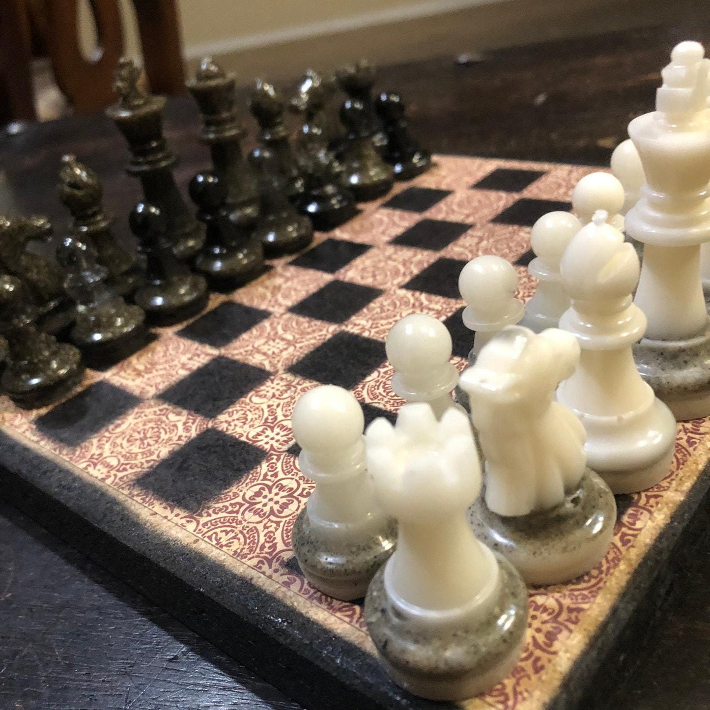 Scrapbook Chess Set - Fancy Edition (Resin Pieces)