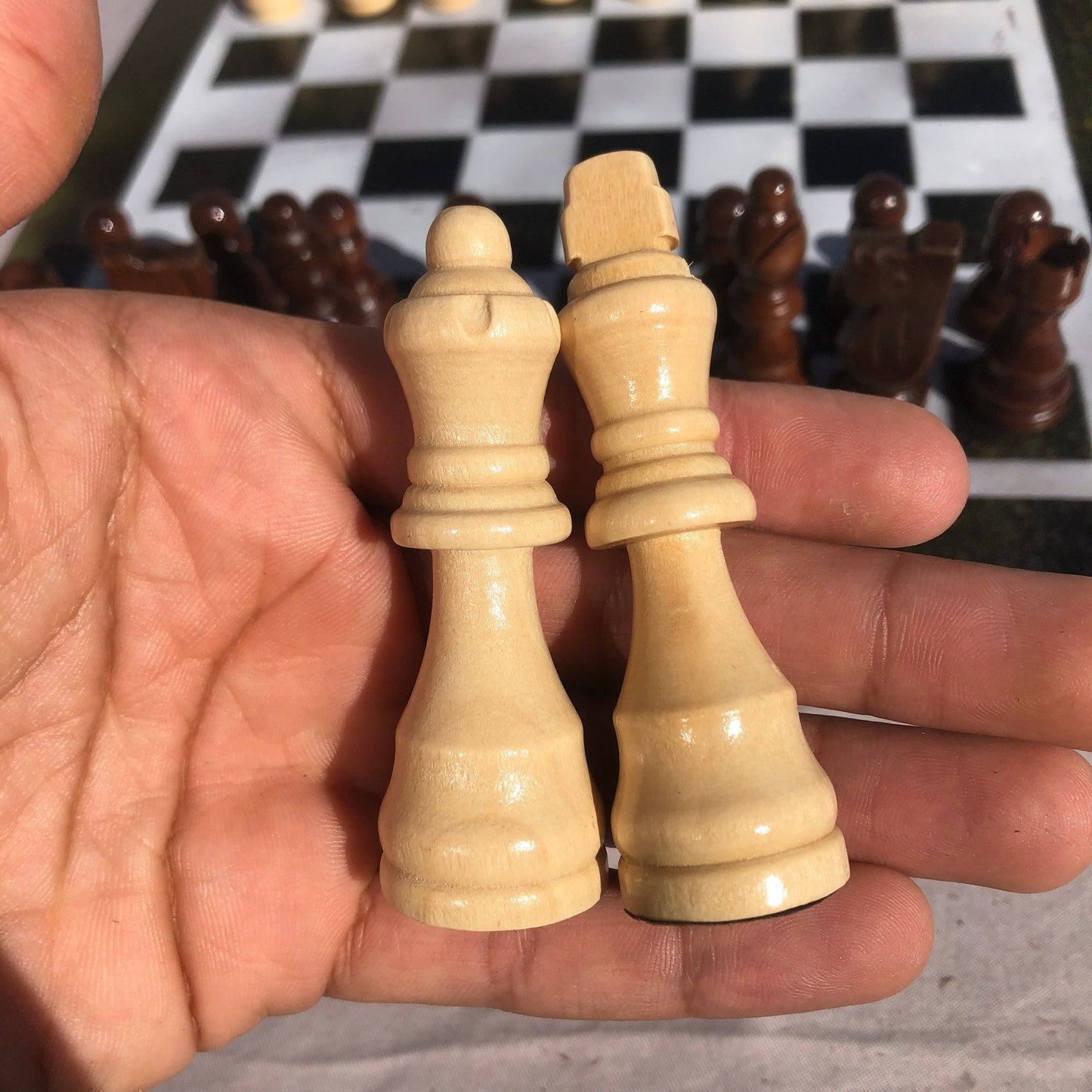 Chess Set - Black & White Mustard Bubbles