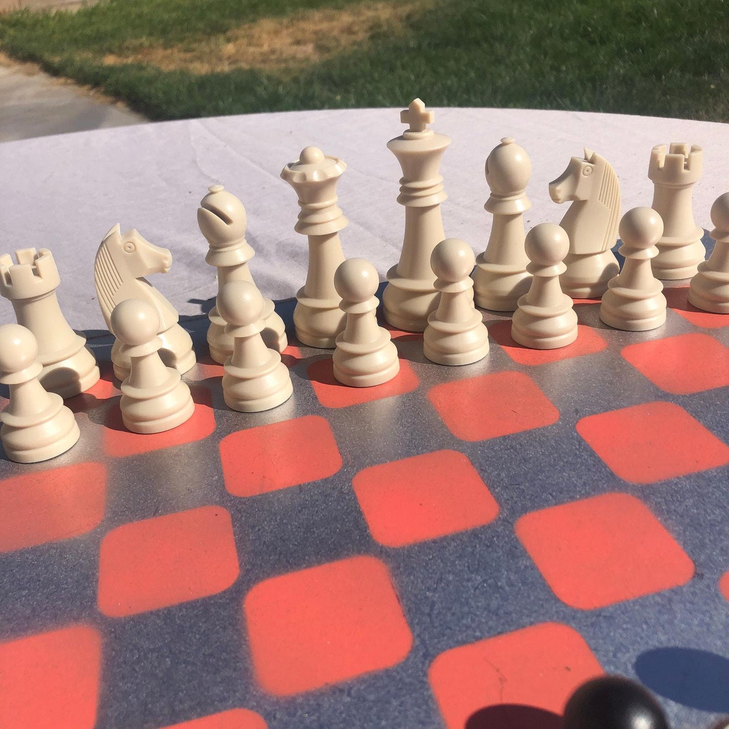 Large Chess Set - Chrome Peach