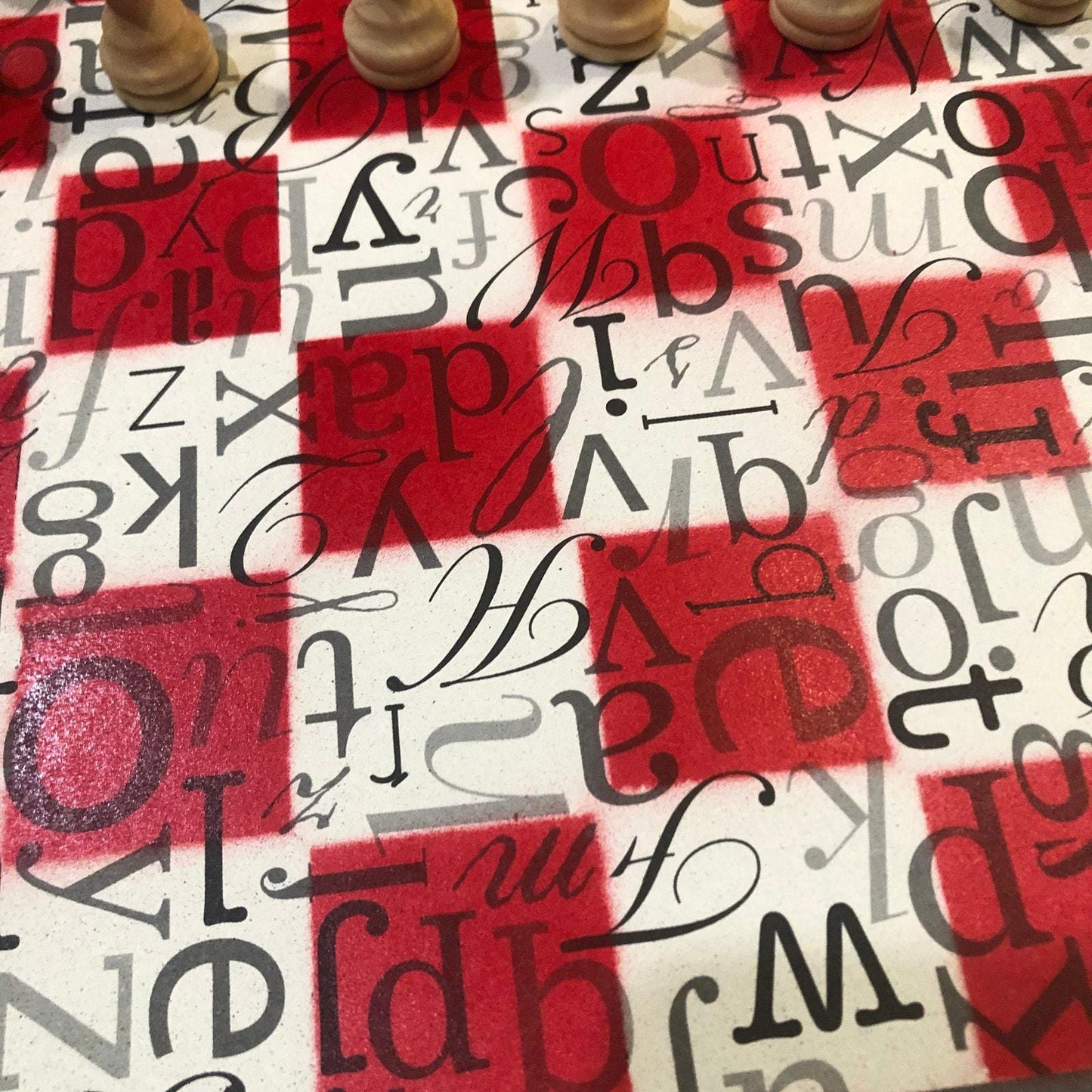 Scrapbook Chess Set - Red Letters