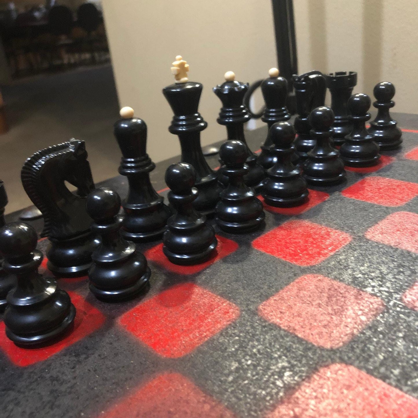 Large Chess Set - Red & Black