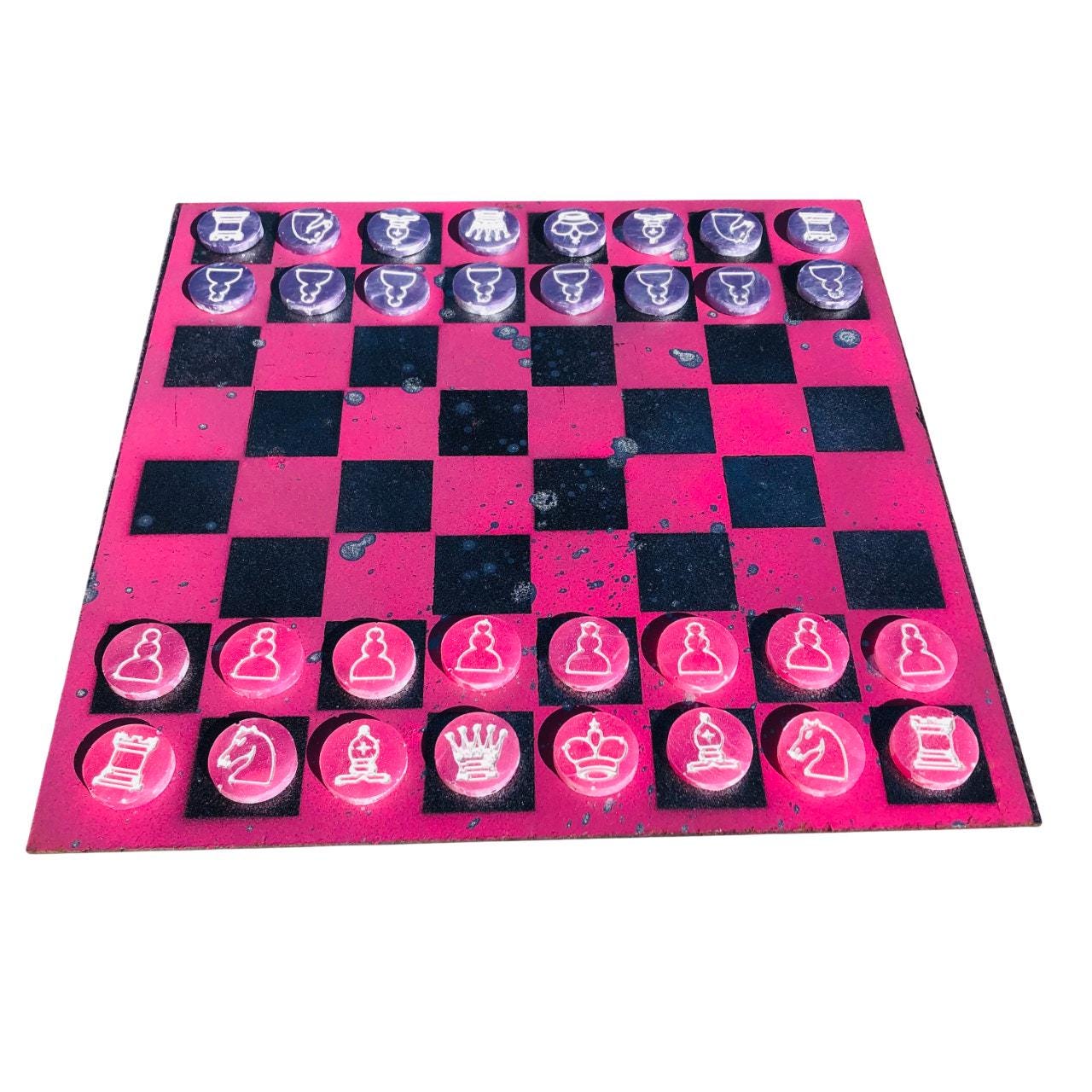 Chess Set - Sprinkled Chrome Pink