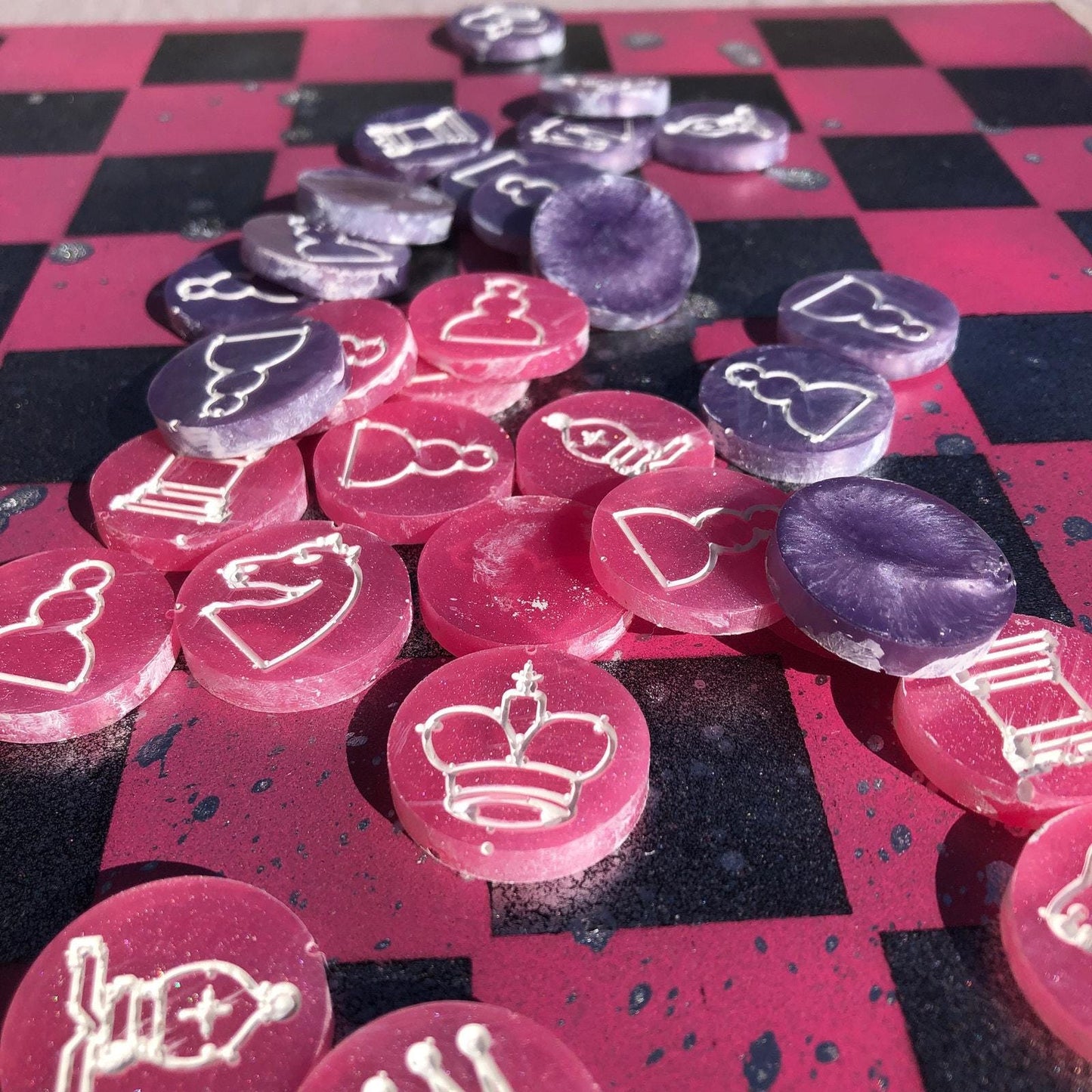 Chess Set - Sprinkled Chrome Pink