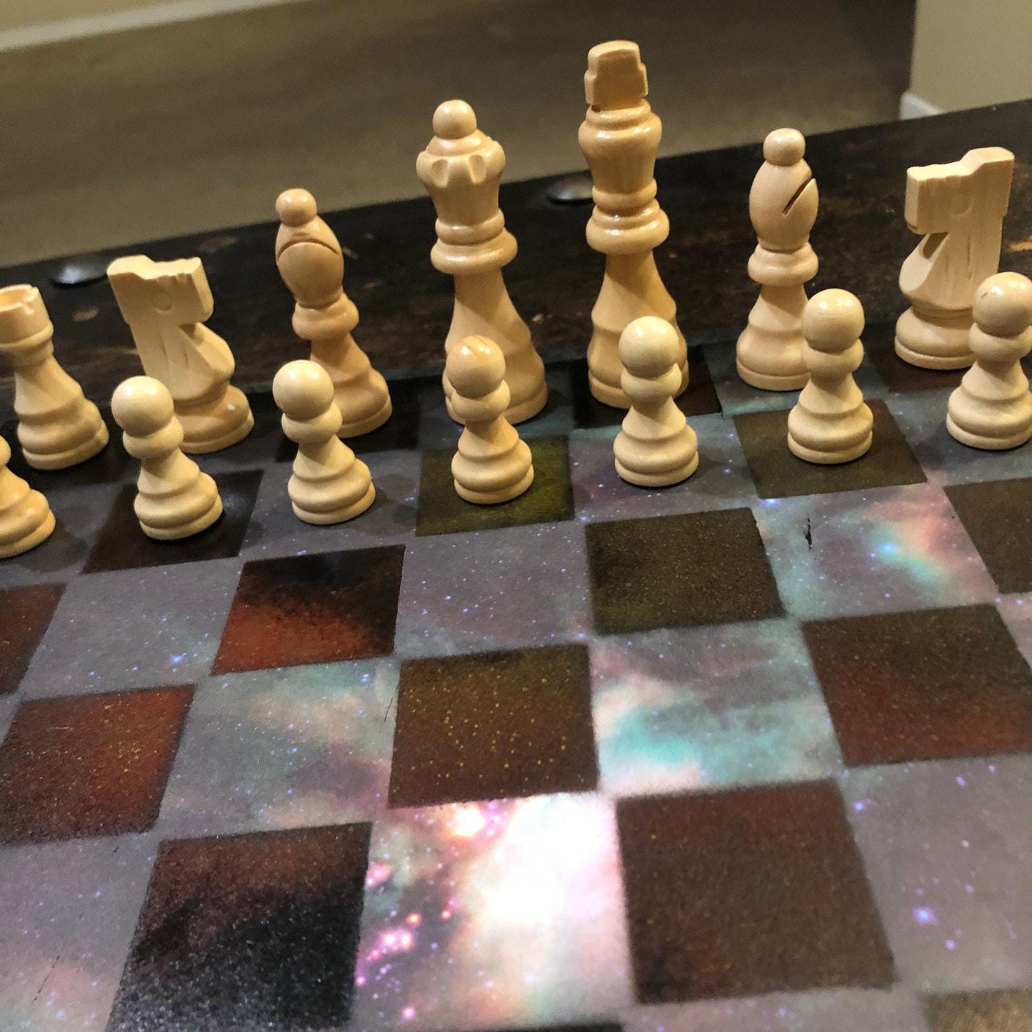 Scrapbook Chess Set - Red Tint Galaxy