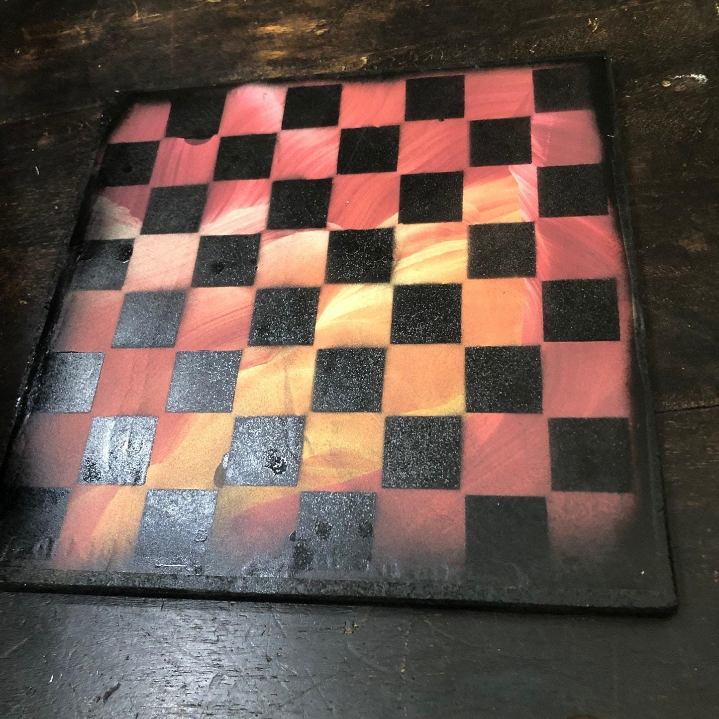 Scrapbook Chess Set - Red Orange Swirl