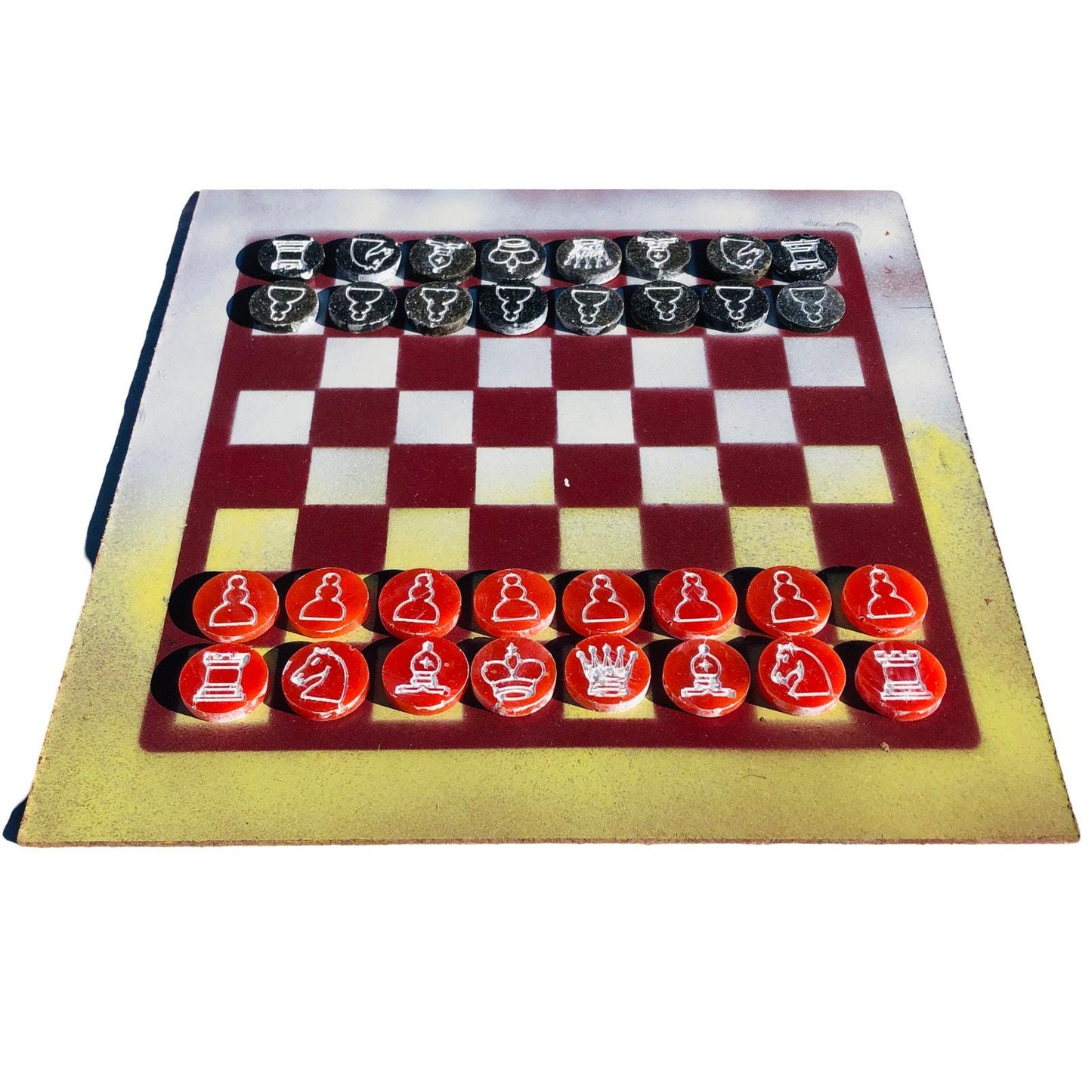 Chess Set - Faded Yellow Red