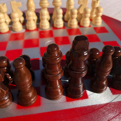 Vinyl Chess Set - Red Chrome