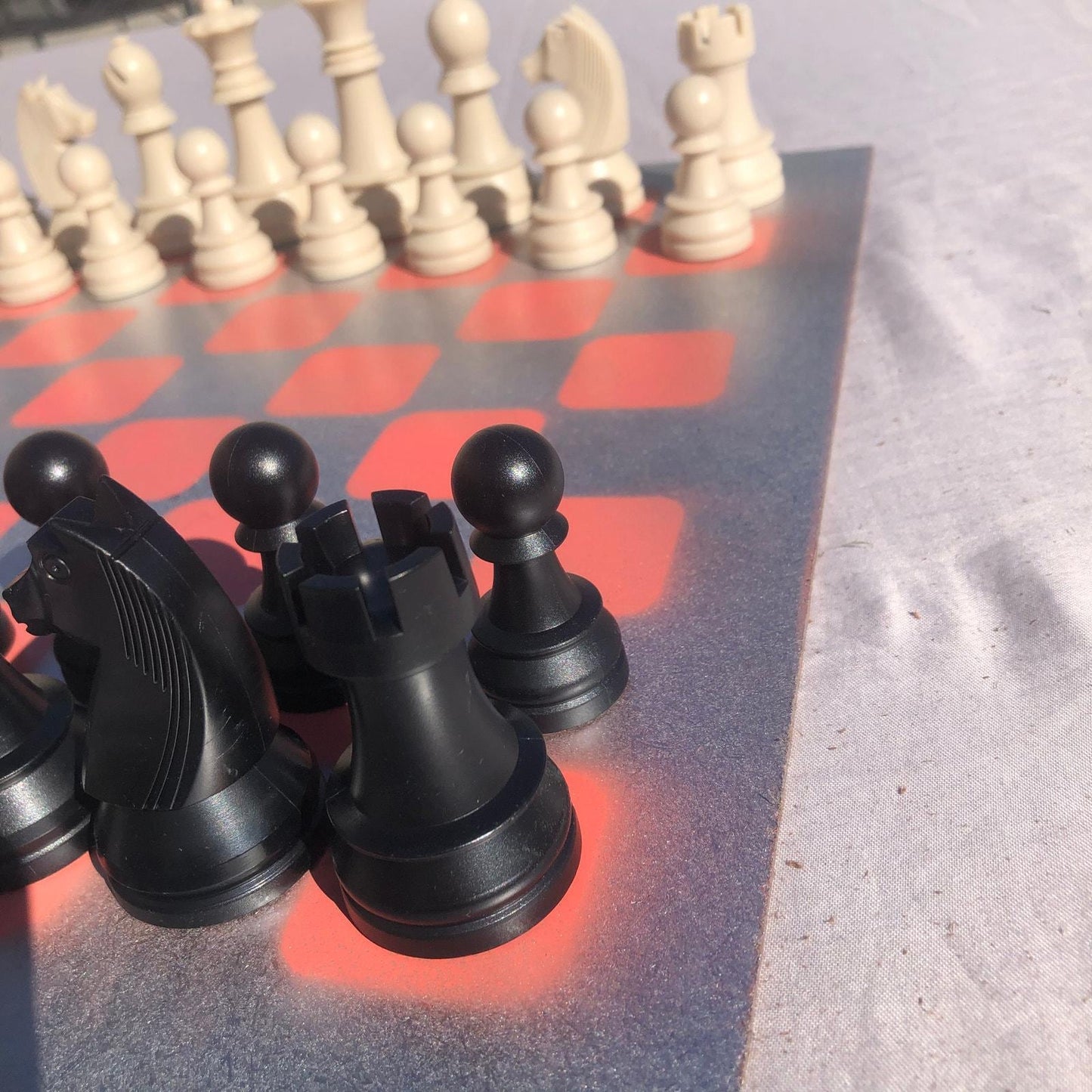 Large Chess Set - Chrome Peach