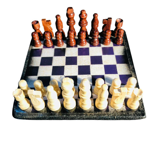 Scrapbook Chess Set - Classic Purple Yellow