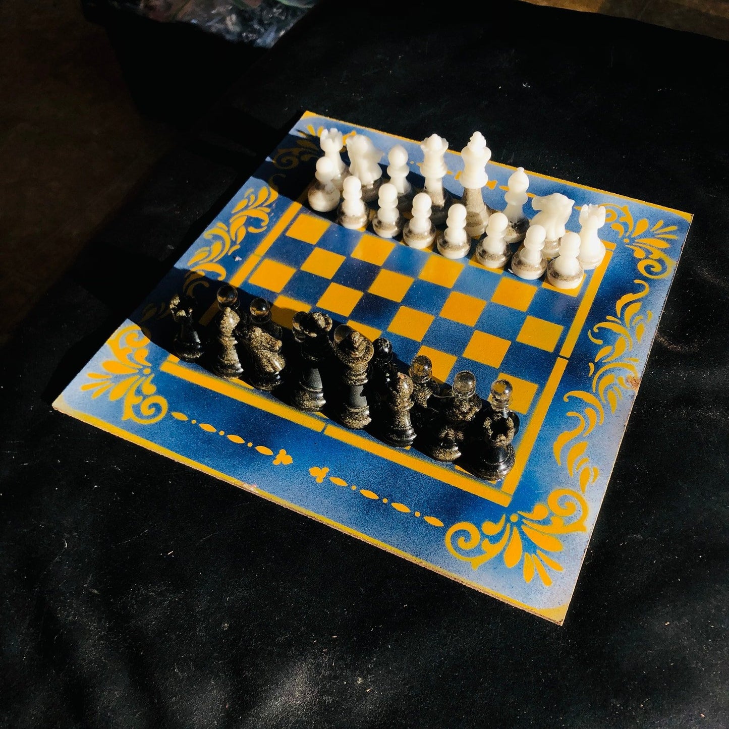 Chess Set - Blue & Yellow Royal