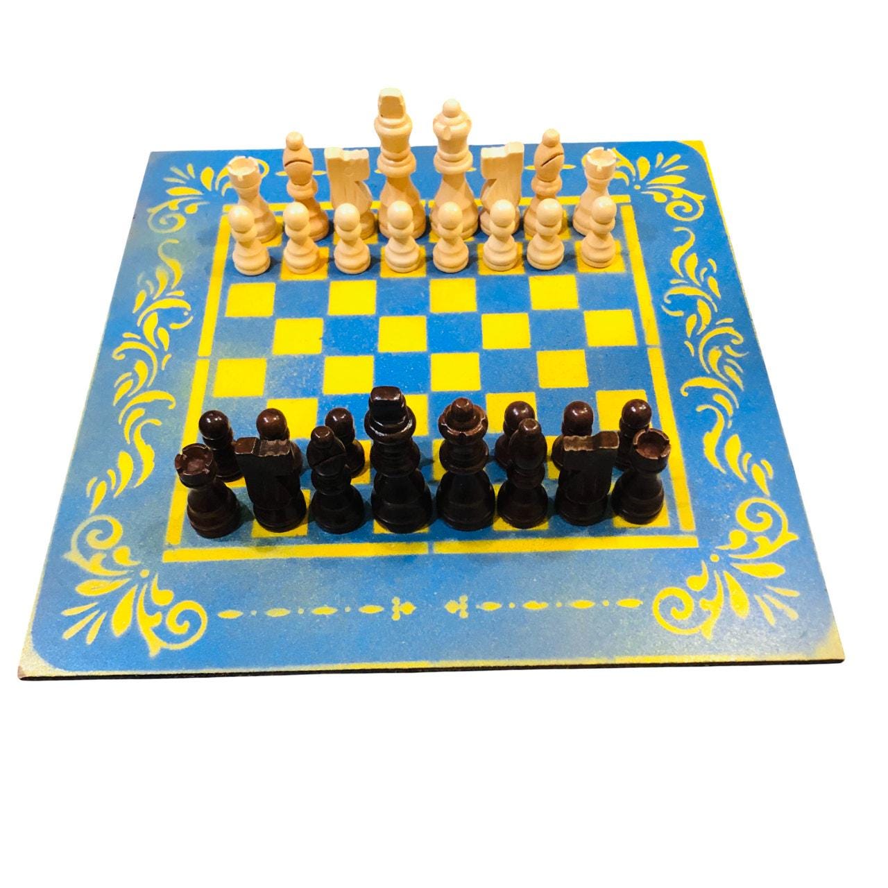 Chess Set - Yellow & Blue