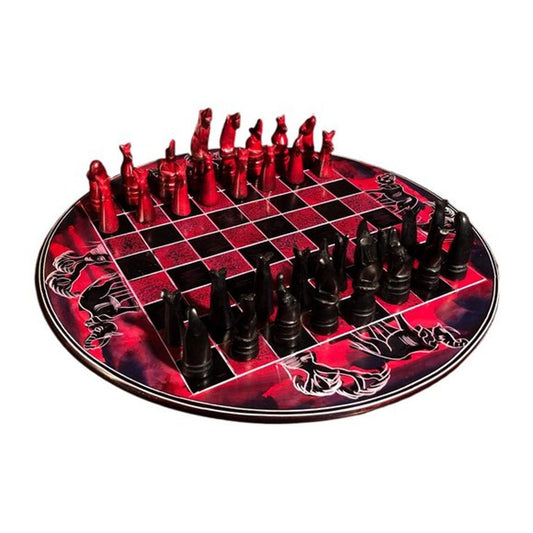 African Vintage Chess Set - Royal Red Chess Board