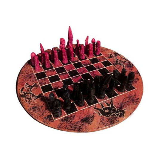 African Vintage Chess Set - Pink Chess Board