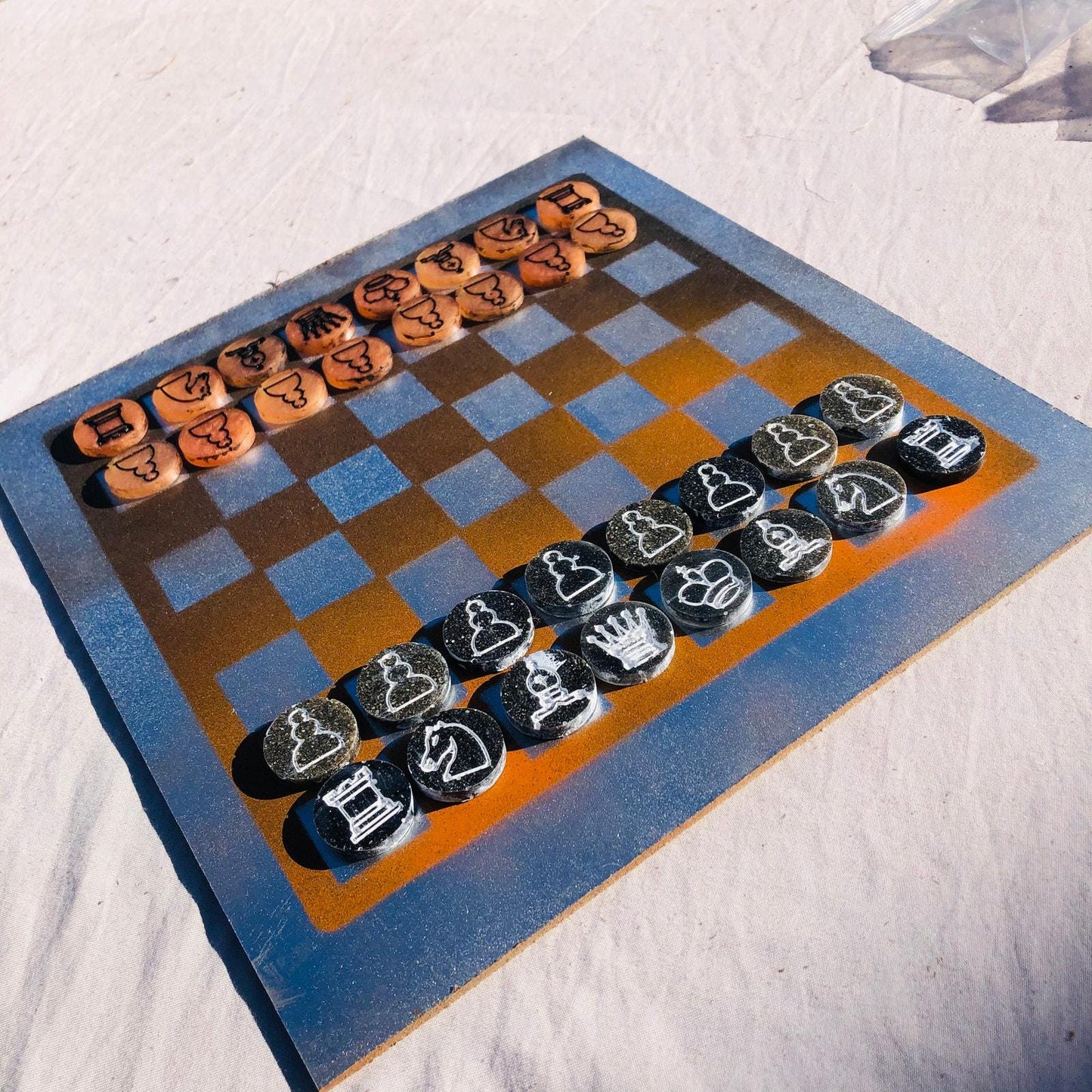 Chess Set - Chrome Orange