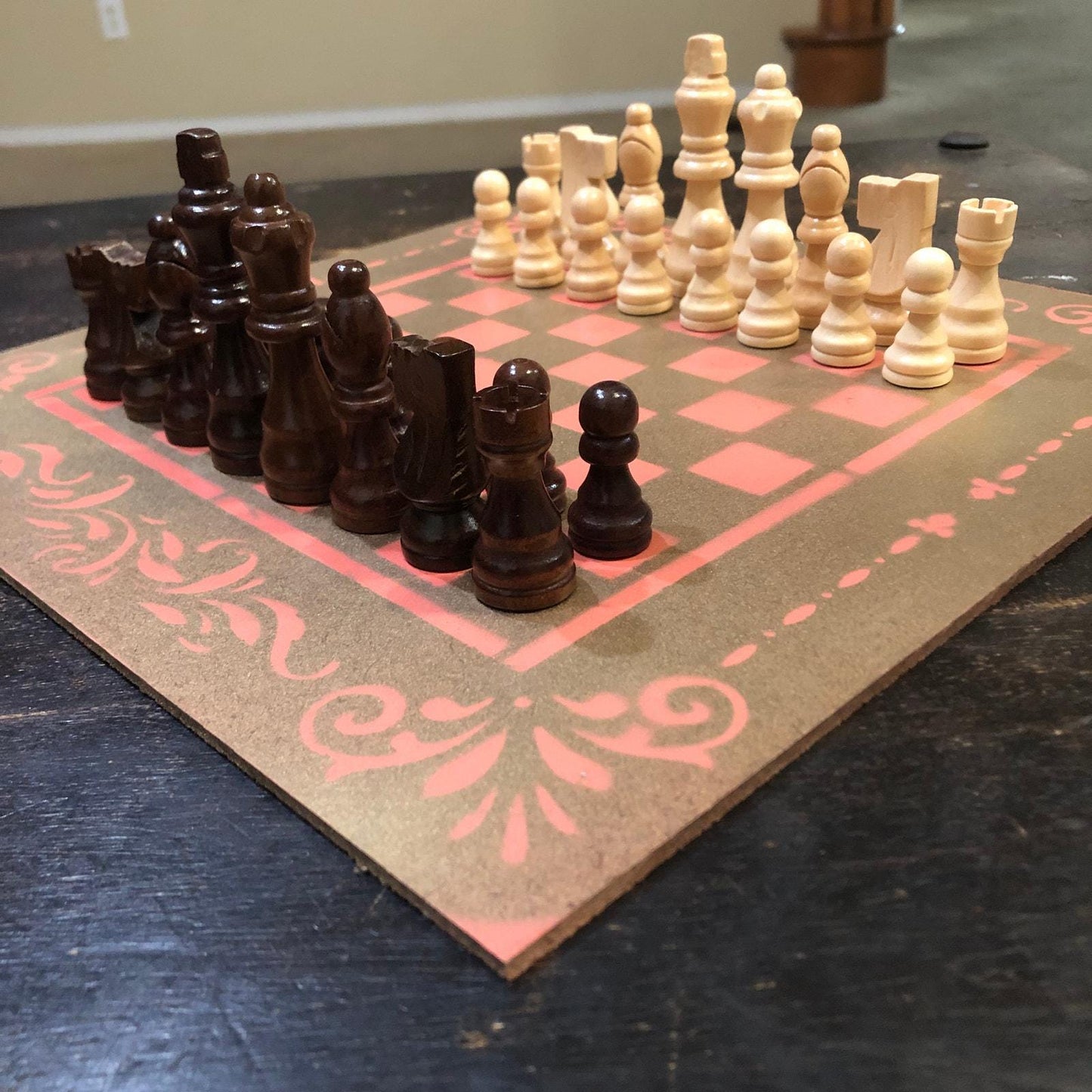 Chess Set - Golden Peach Pink