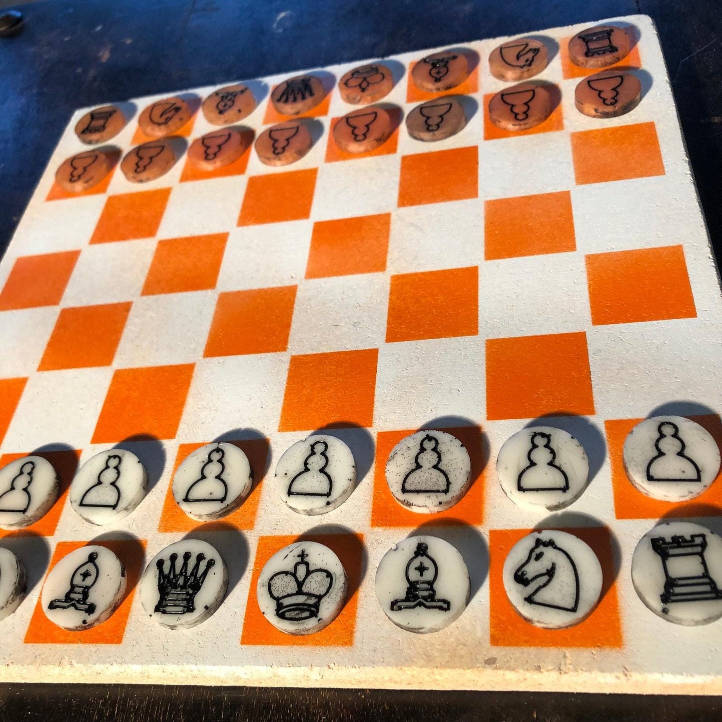 Chess Set - Orange White (Resin Pieces)