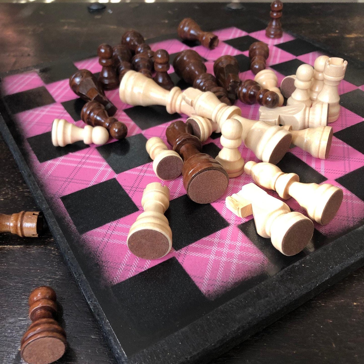 Scrapbook Chess Set - Pink Lines