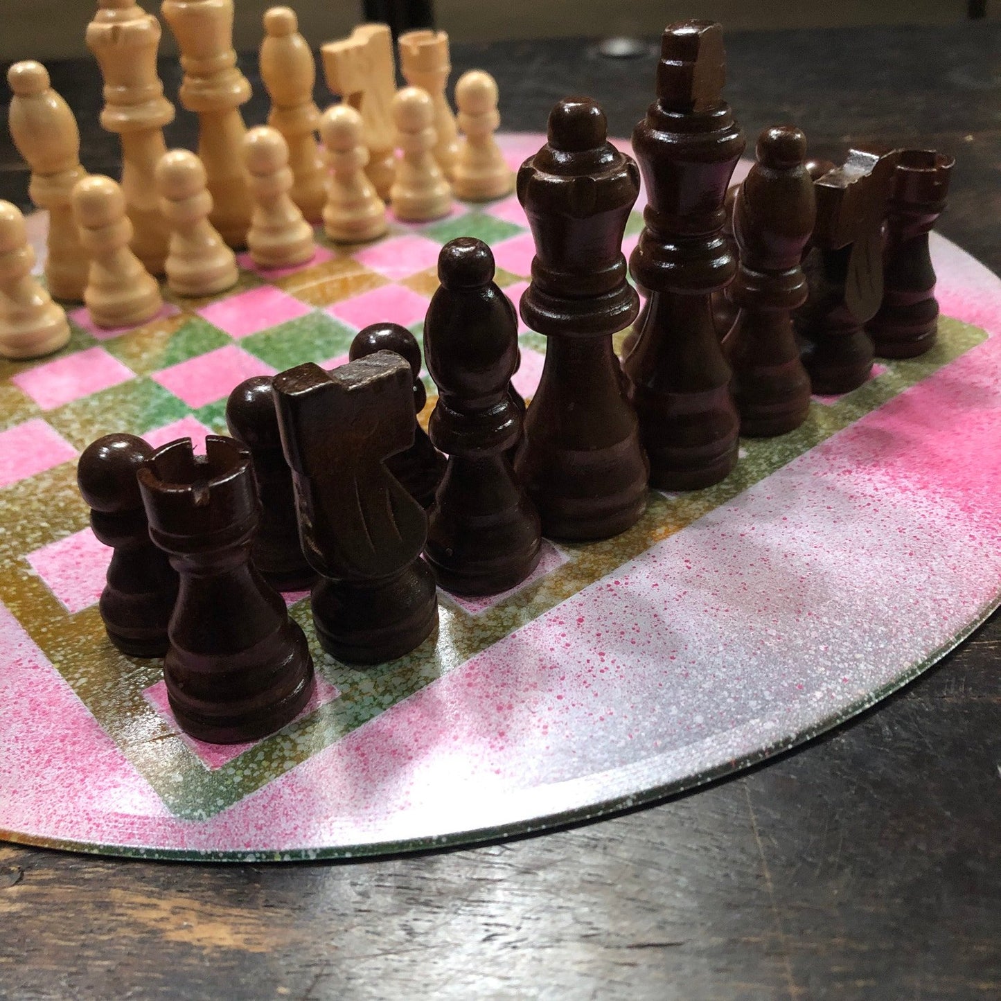 Vinyl Chess Set - Pink Green Mist