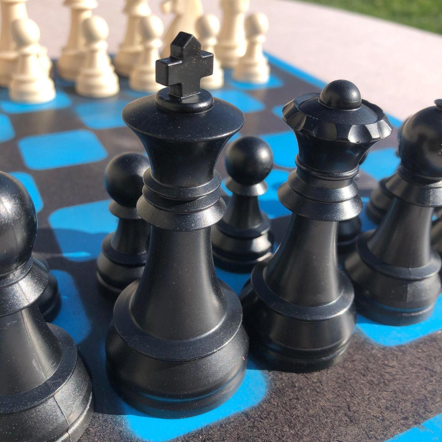 Large Chess Set - Blue & Black