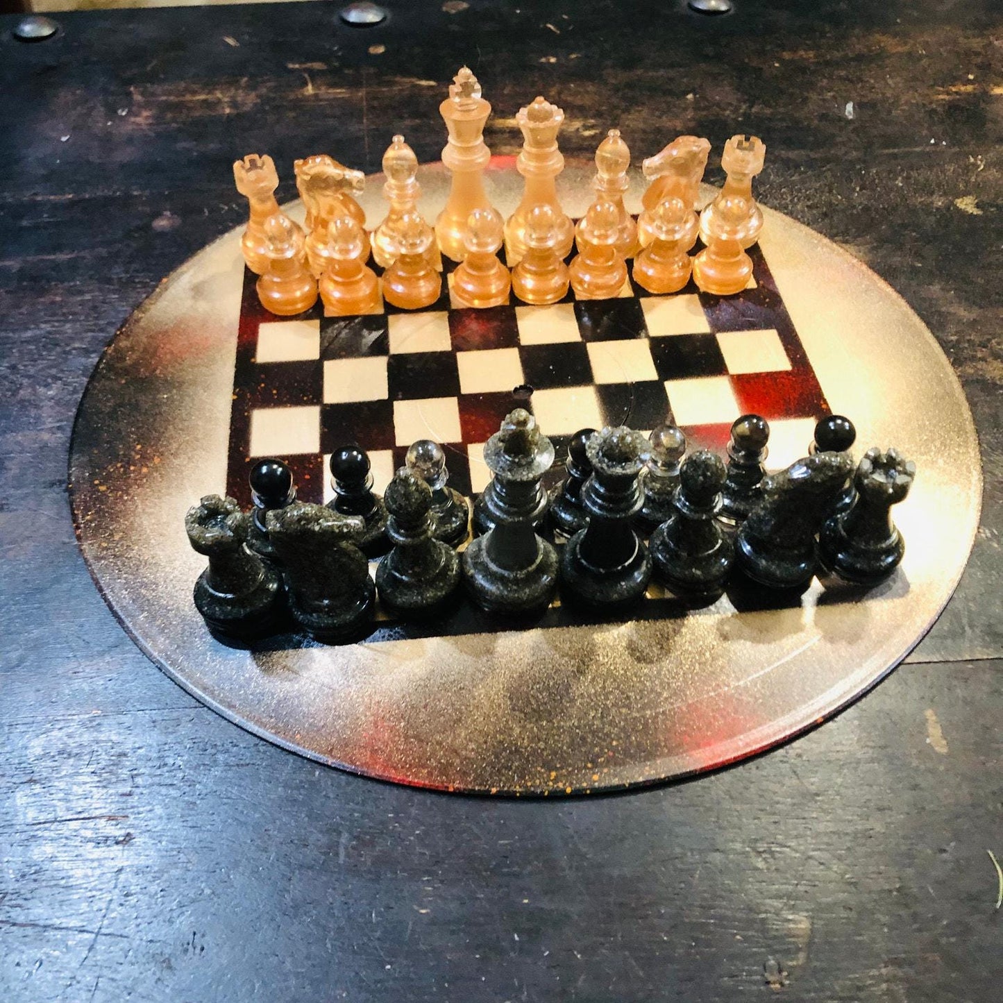 Vinyl Chess Set -Golden Red (Resin Pieces)