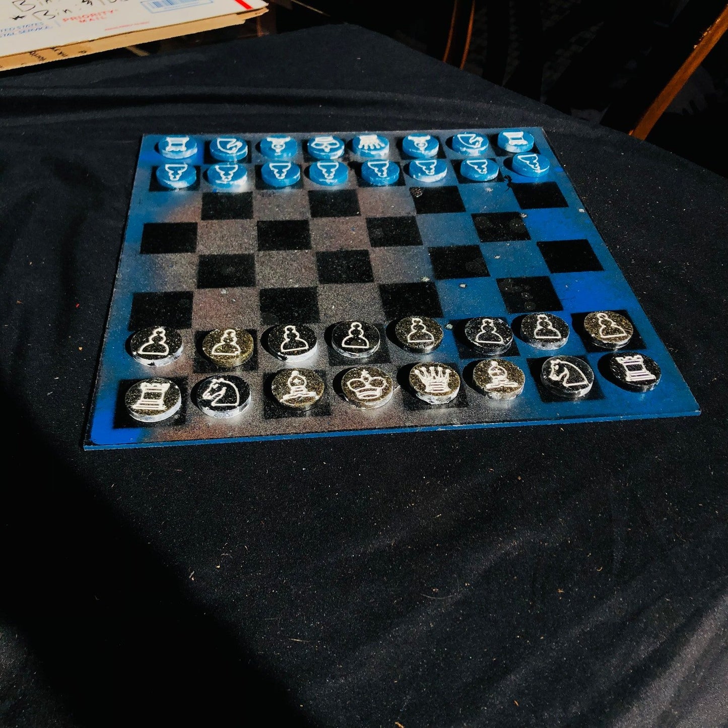 Chess Set - Blue Silver