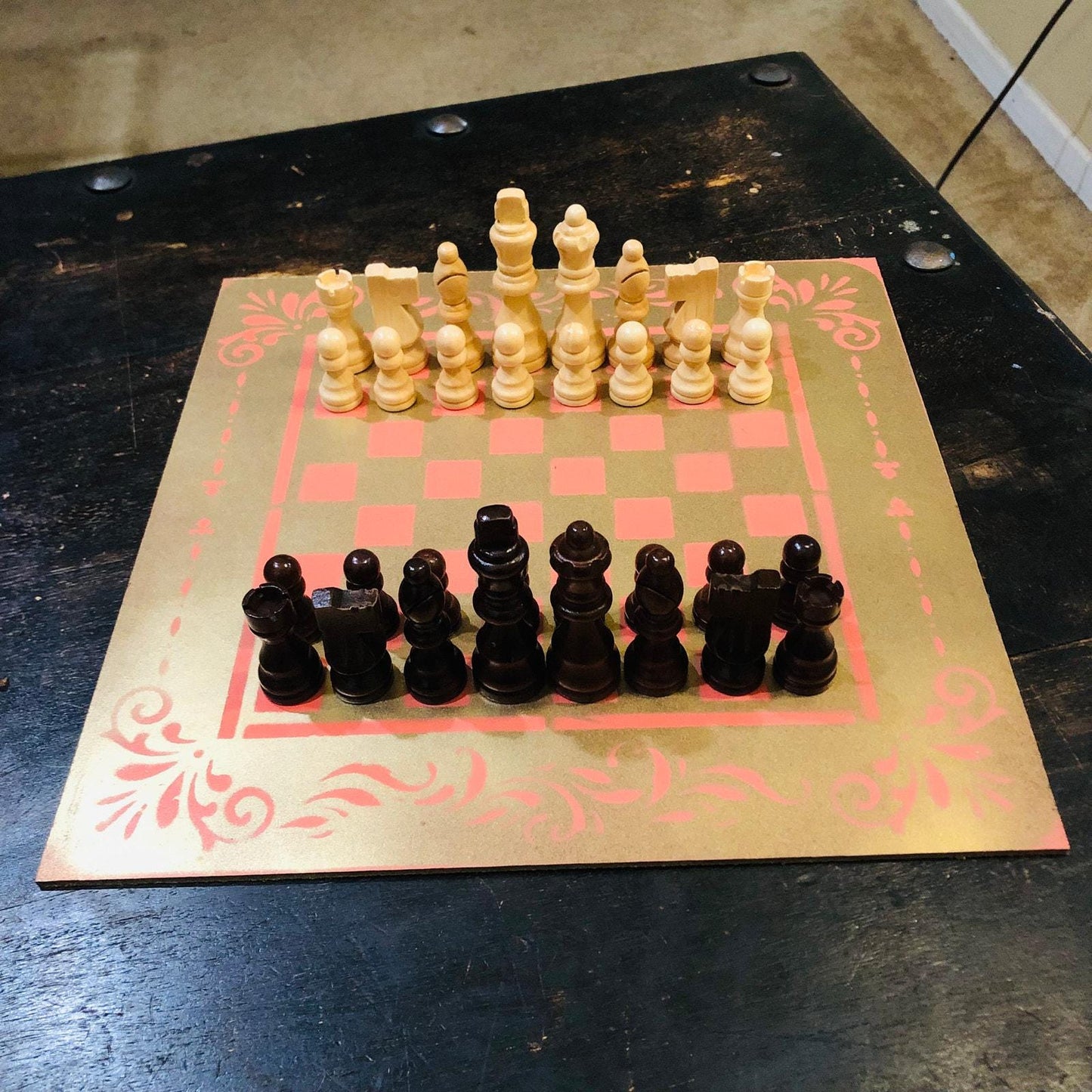 Chess Set - Golden Peach Pink