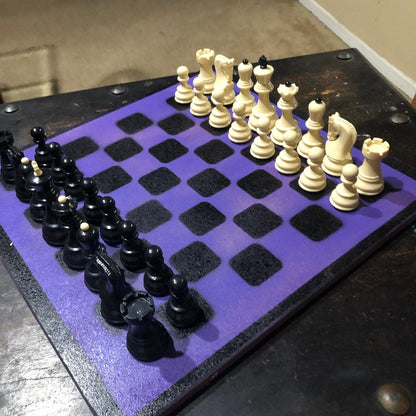 Large Painted Chess Set - Midnight Purple