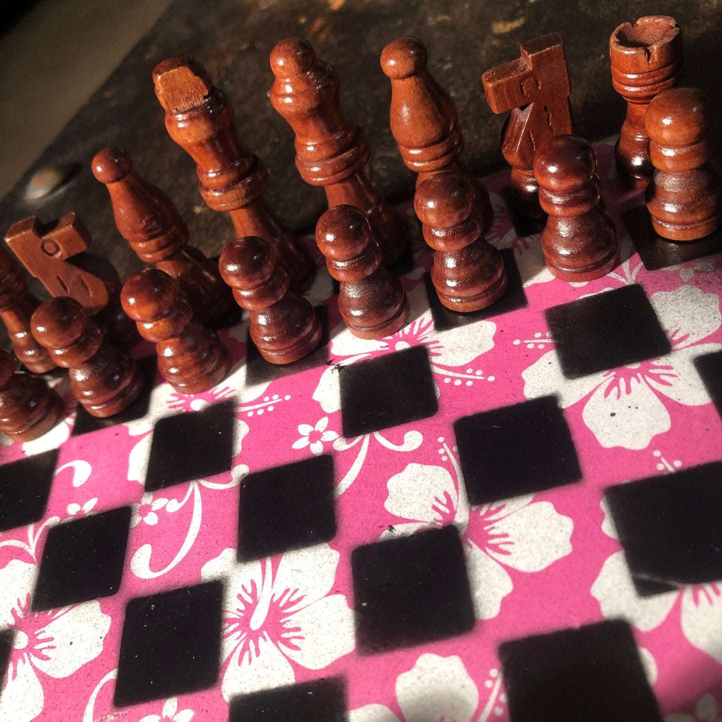 Scrapbook Chess Set - Pink & White Flower