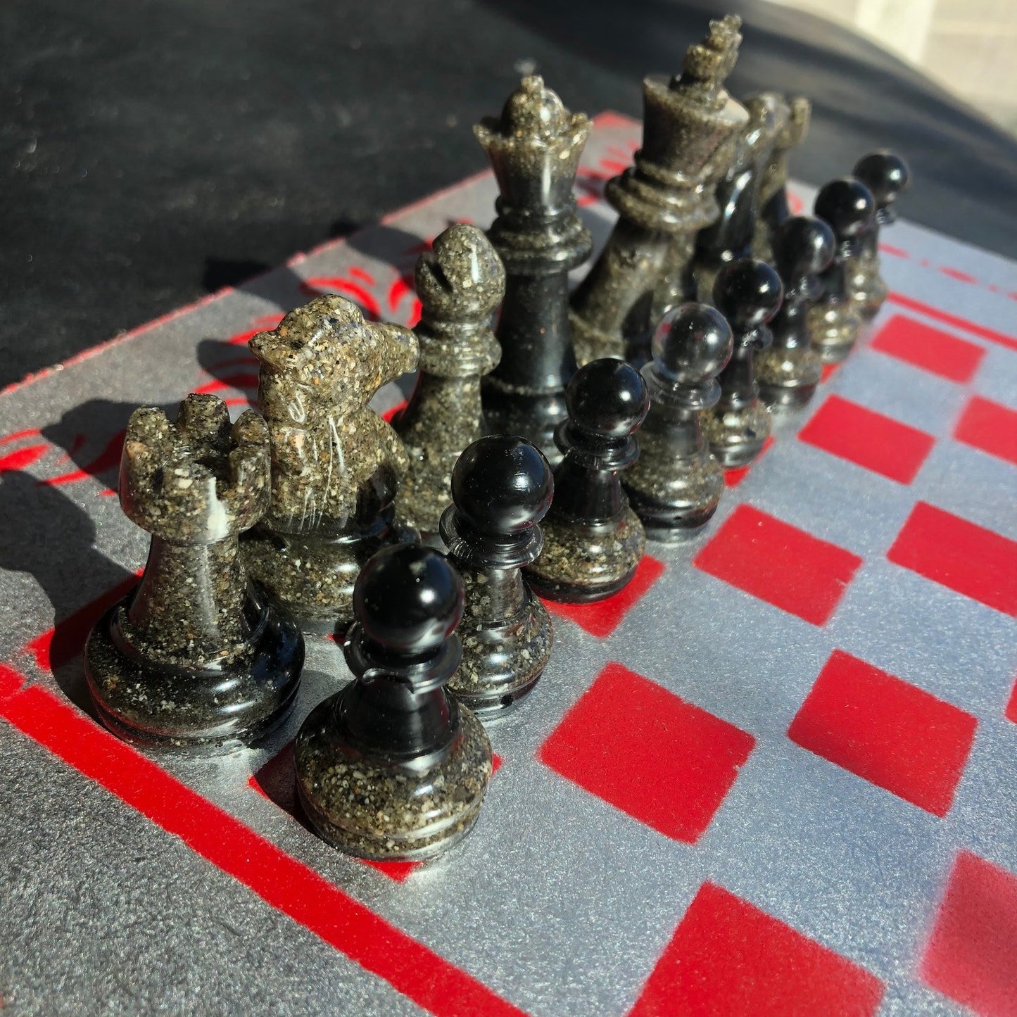 Chess Set - Red Silver