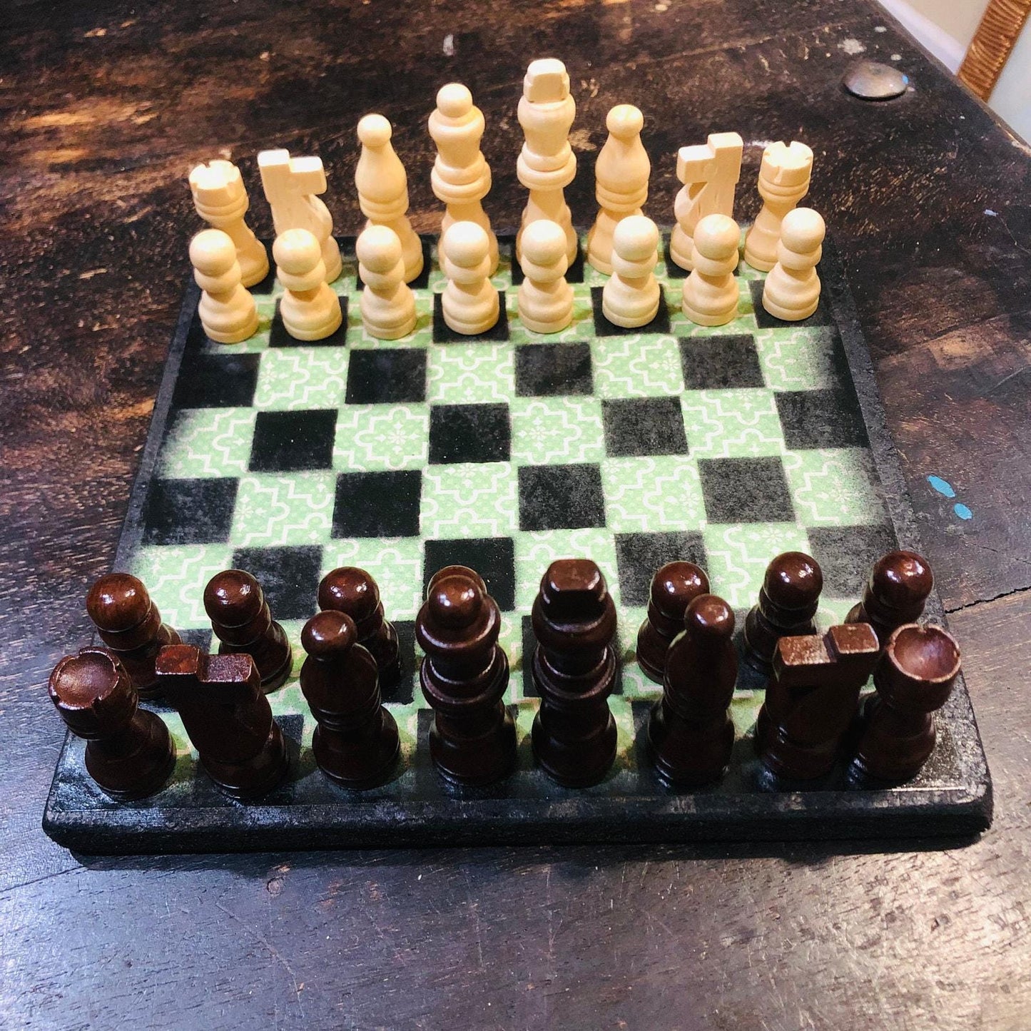 Scrapbook Chess Set - Green Pattern
