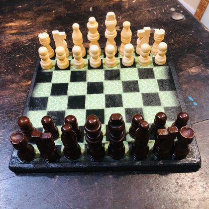 Scrapbook Chess Set - Green Pattern