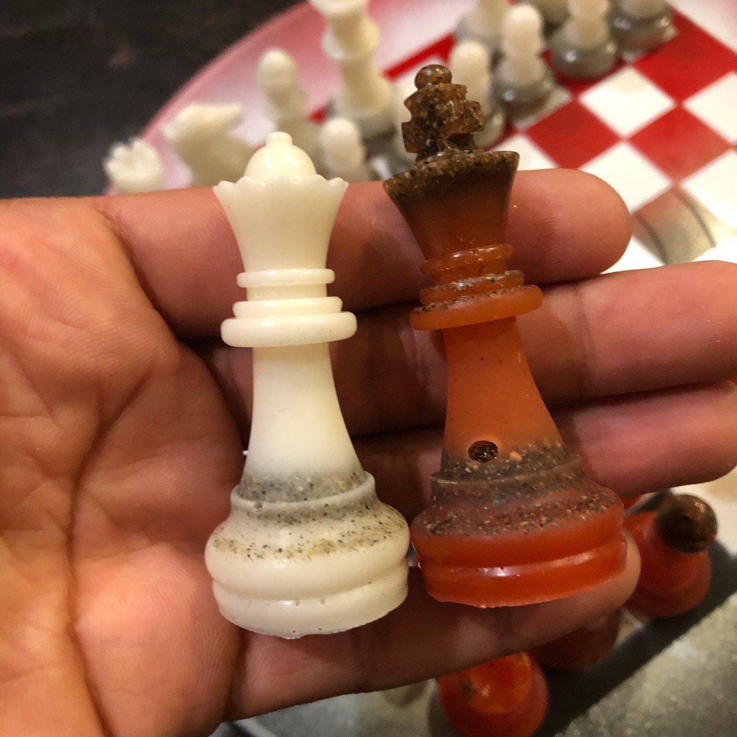 Vinyl Chess Set - Black Red & Black (Resin Pieces)