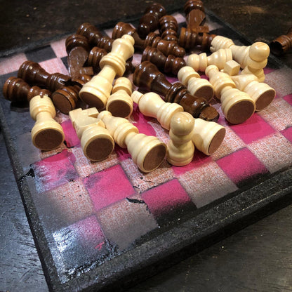 Scrapbook Chess Set - Hot Pink & Black