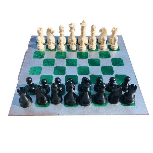 Large Chess Set - Chrome Green