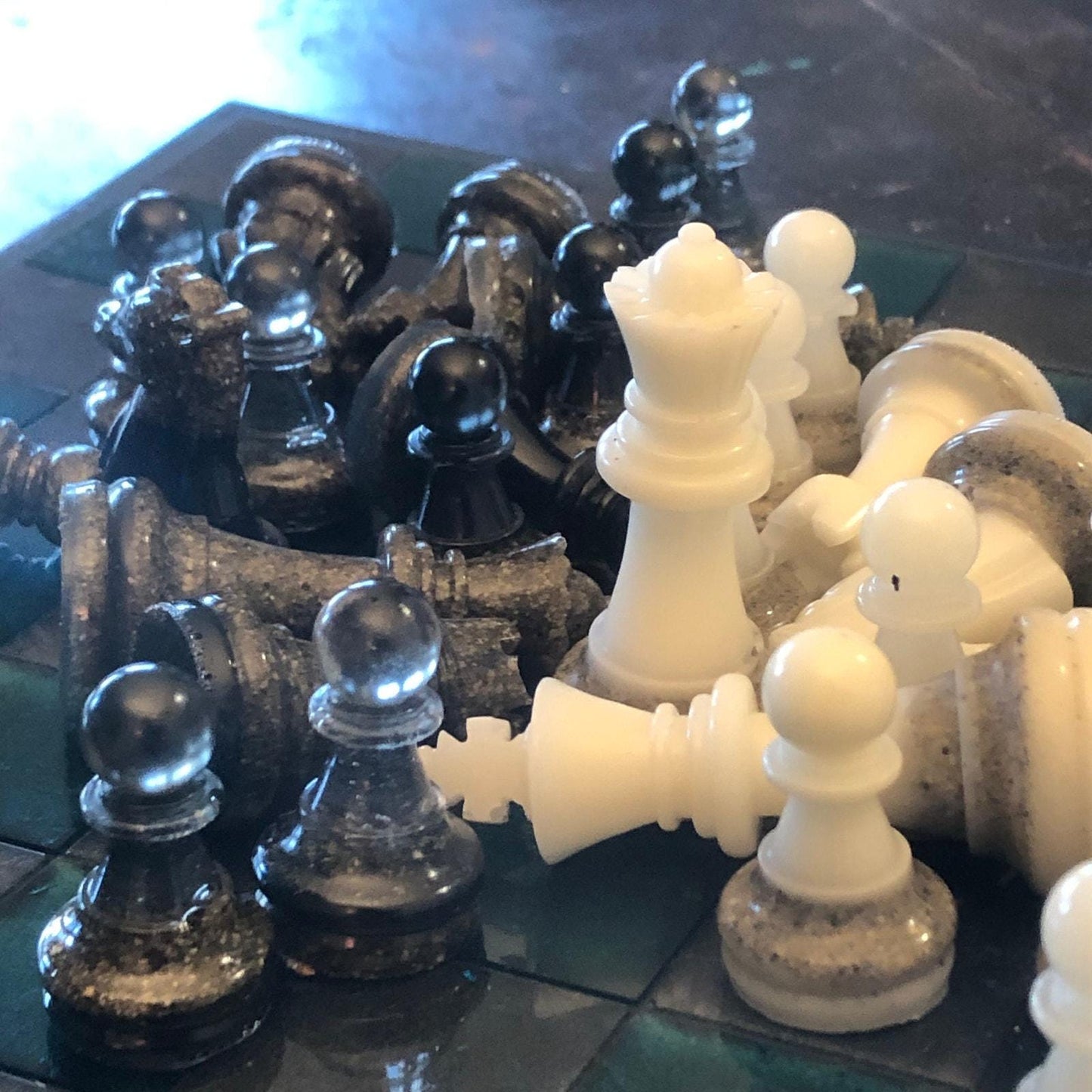 Handmade Resin Chess Set - Space Blue