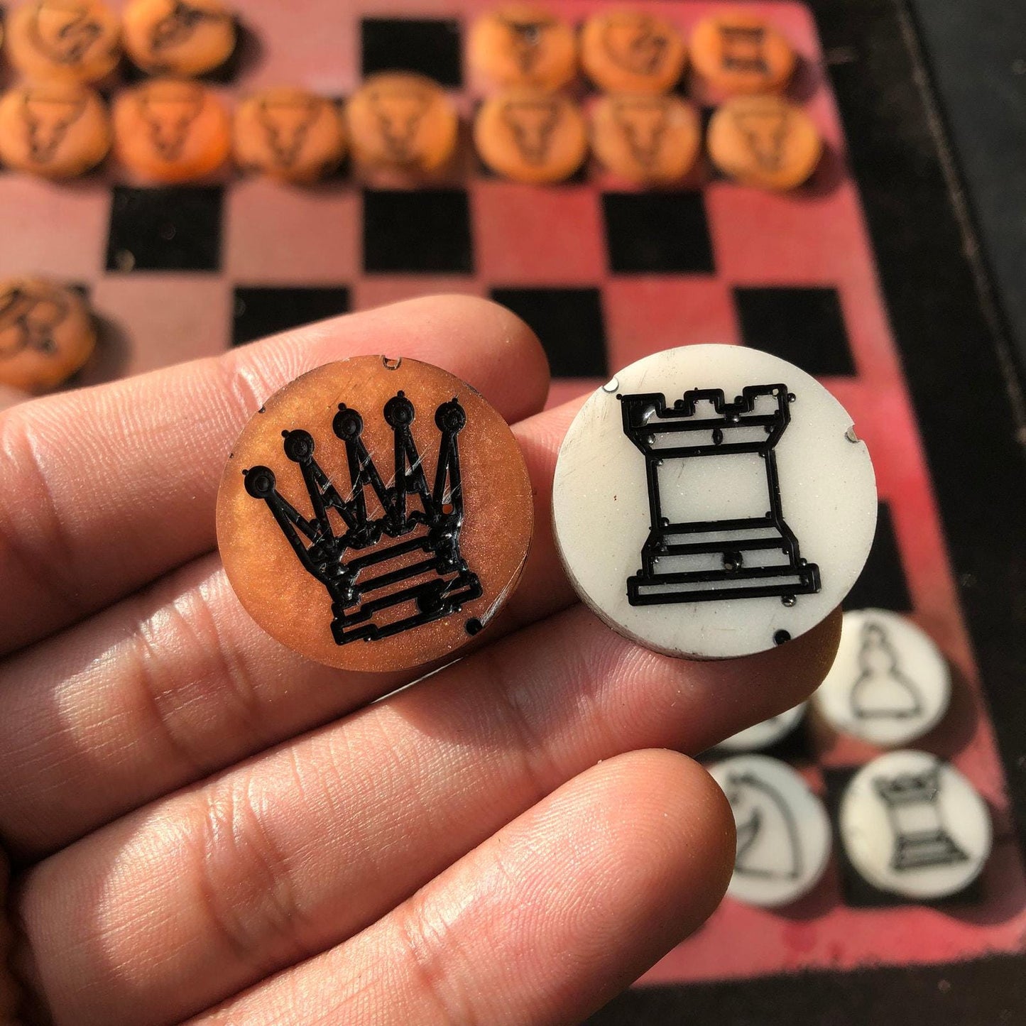 Chess Set - Peach Pink/Orange