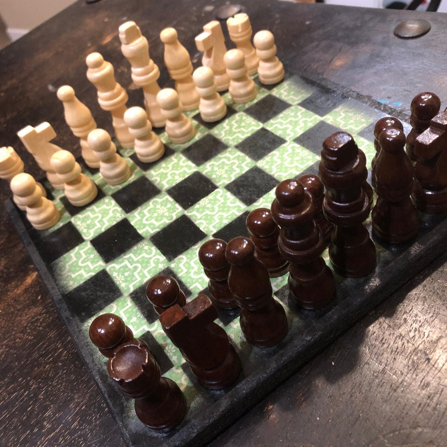 Scrapbook Chess Set - Green Pattern