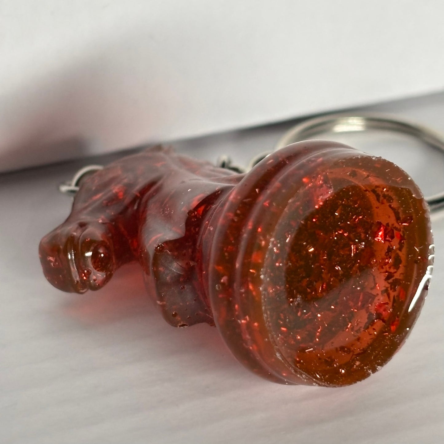 Fire Red Knight Handmade Resin Keychain - One of a Kind Design