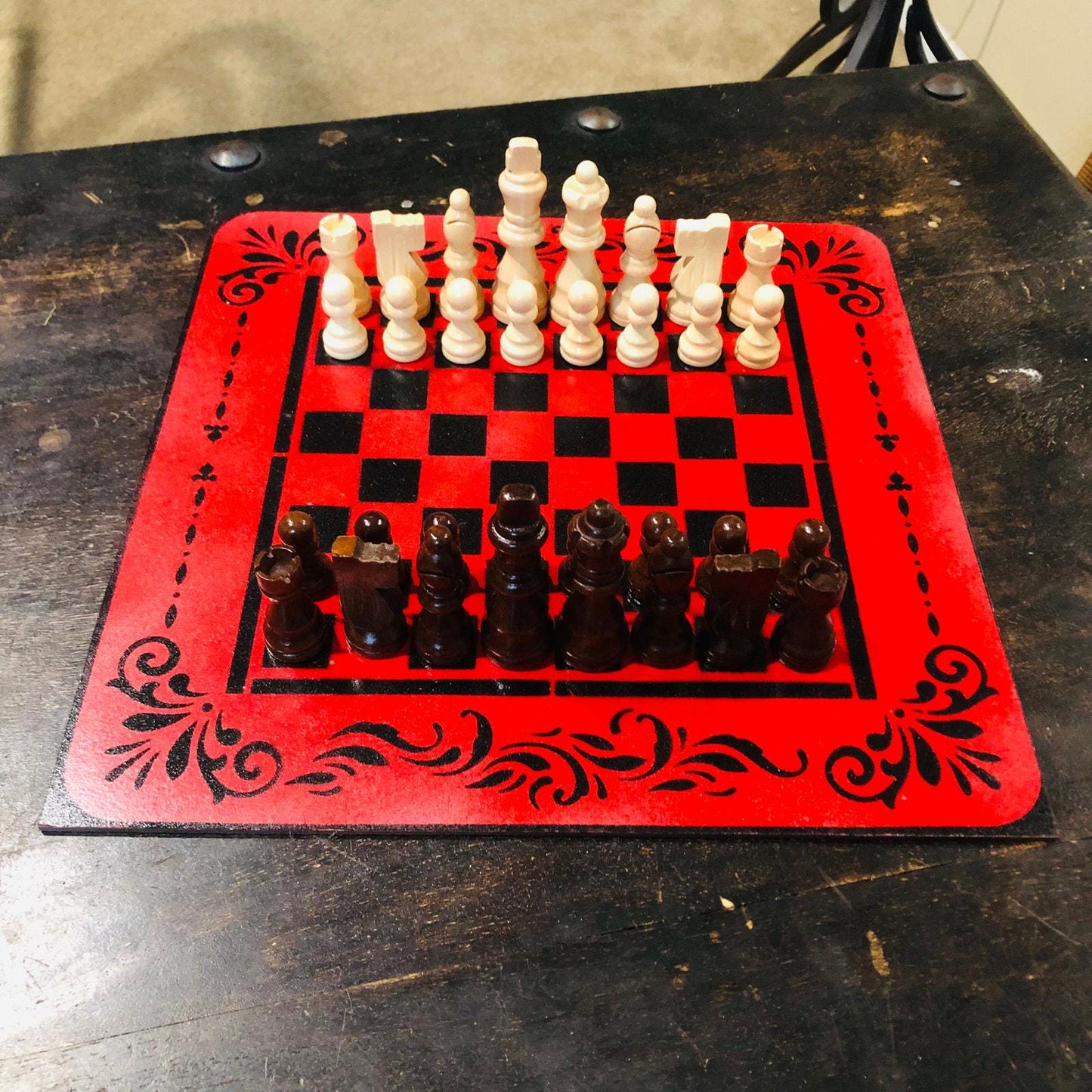 Chess Set - Cherry Red & Black