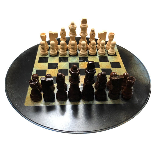 Vinyl Chess Set - Orangish Green & Black