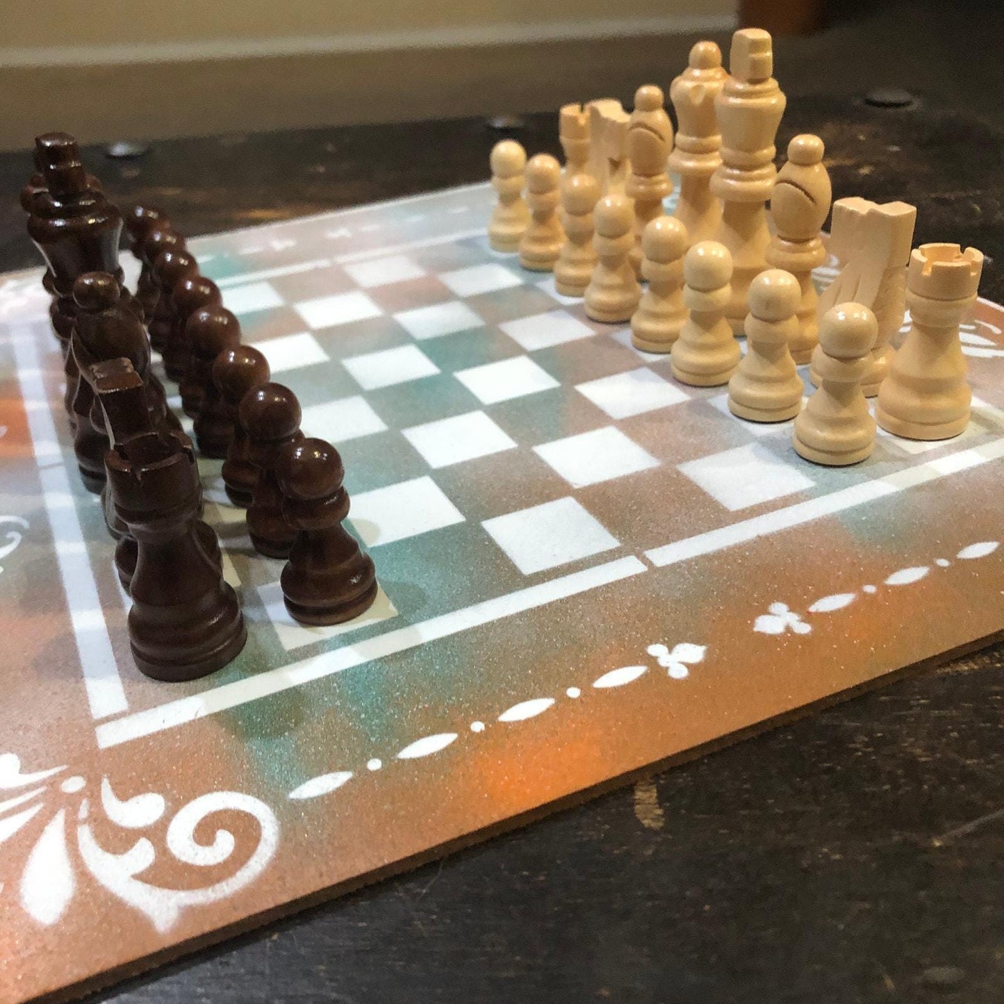 Chess Set - Mint Green & Orange Mix