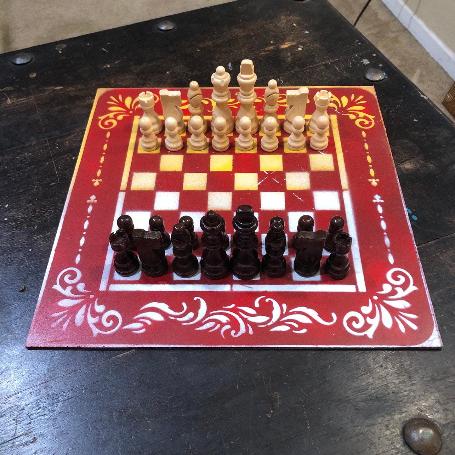 Chess Set - Red White & Yellow