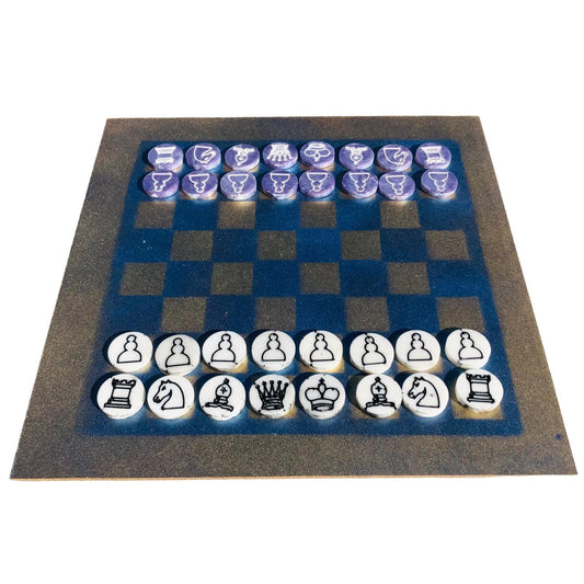 Chess Set - Navy Blue Gold